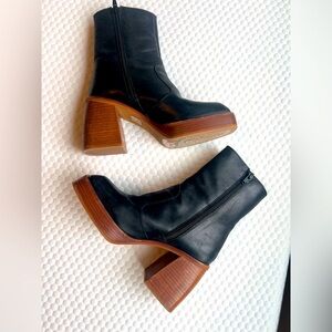 Free People size 37 black leather ankle boots